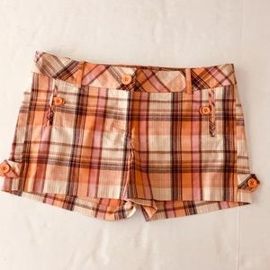 Have & Have Orange & Beige Plaid Cotton Shorts L